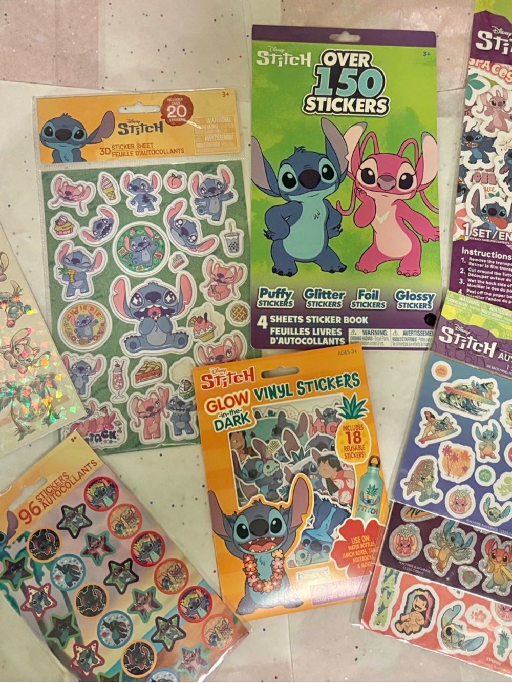 Disney Stitch Temporary Tattoo Set - Blue, Pink & Green